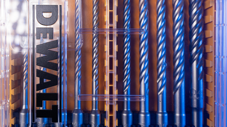Closeup photo shot of DeWalt drill bits