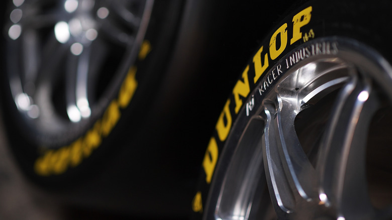 a close-up photo of Dunlop tires