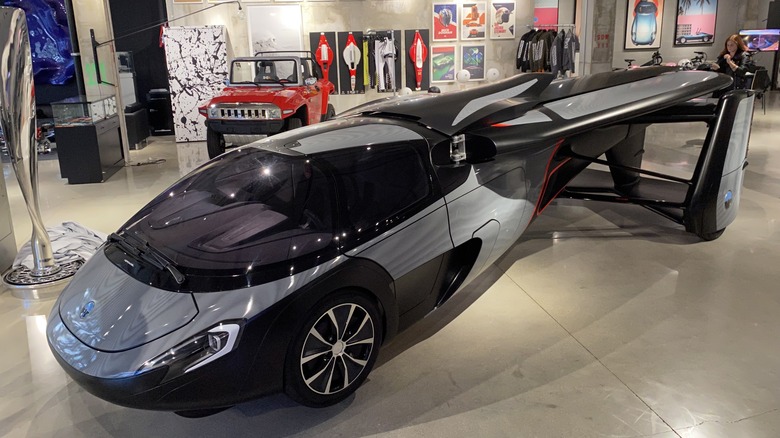 Aeromobile flying car in a garage 