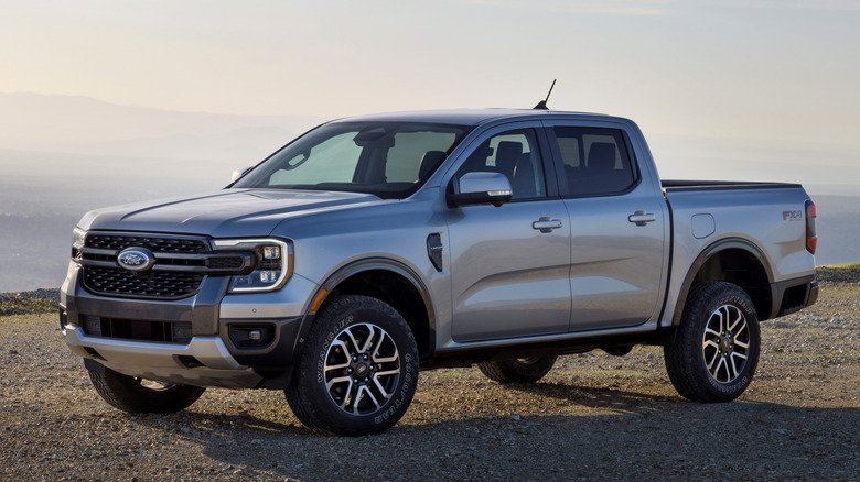 Front 3/4 view of Ford Ranger on dirt surface