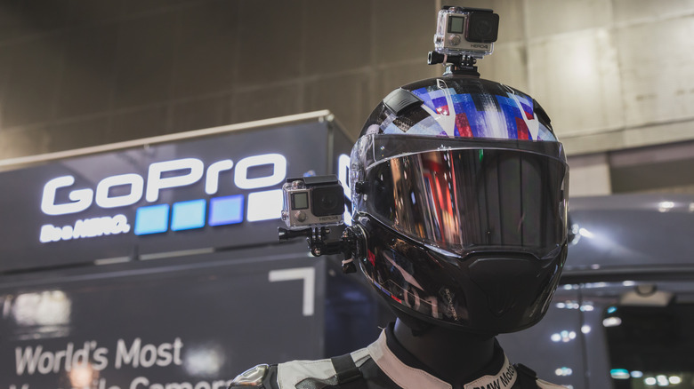 GoPro camera on display at EICMA, international motorcycle exhibition