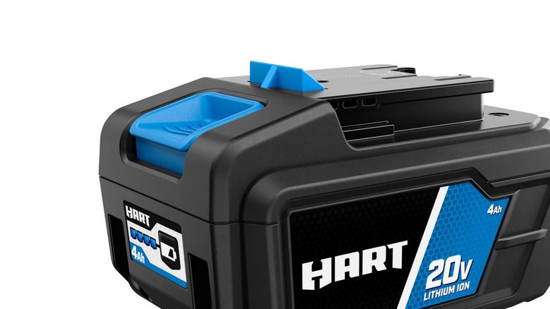 A Hart 20V battery pack on white background
