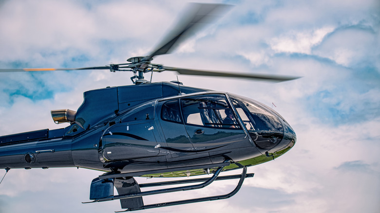 Commercial helicopter in motion