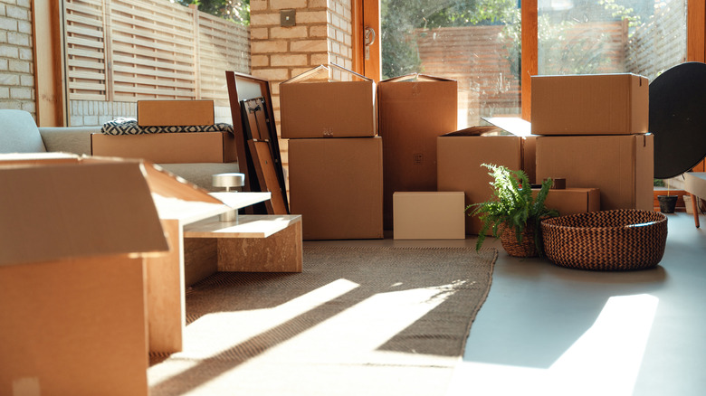 Moving boxes being packed