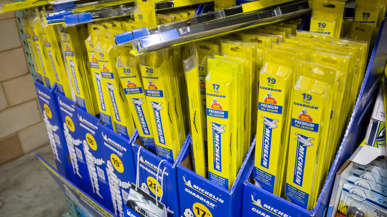 A view of several Michelin Guardian windshield wiper blades
