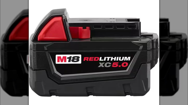 A Milwaukee M18 battery pack.