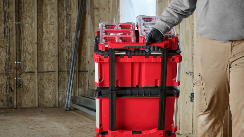 Back of Milwaukee Packout rolling toolbox