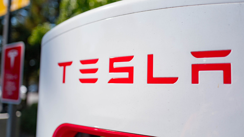 Close up of Tesla supercharger