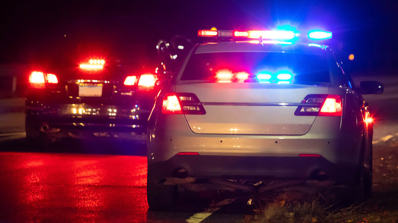 Driver getting pulled over police