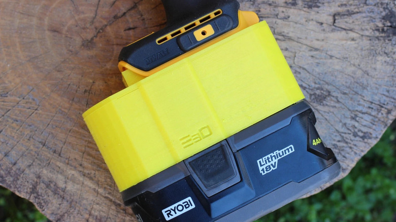 A Ryobi to DeWalt battery adapter.