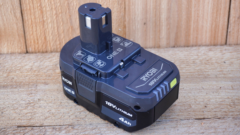A Ryobi 18V high performance battery pack