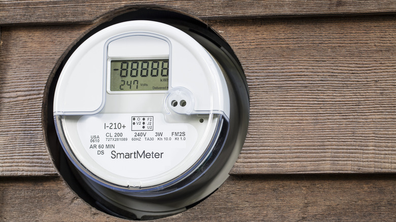 Smart meter on wall of home