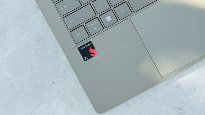 Snapdragon badge on a laptop.
