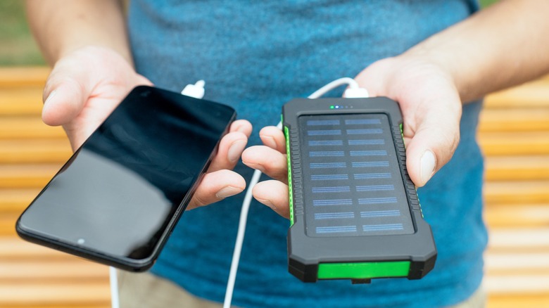 Phone charged by solar charger