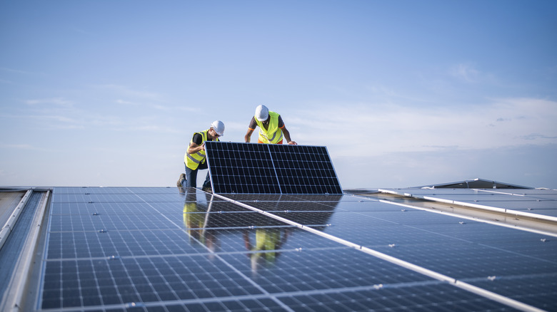 Solar panels getting installed