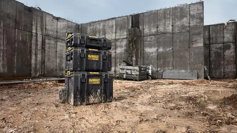 DeWalt Toughsystem toolboxes in the dirt