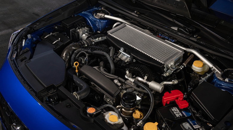 Subaru boxer engine in 2026 WRX, front-left view