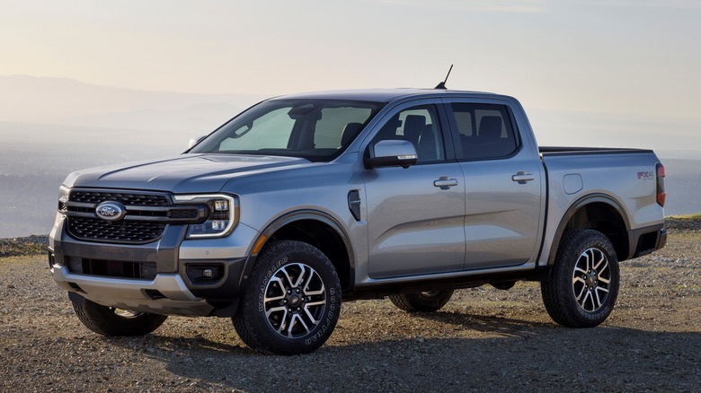 Front 3/4 view of Ford Ranger on dirt surface