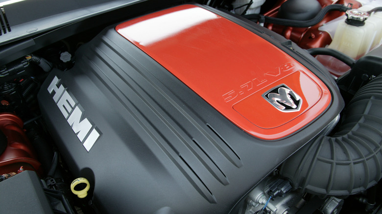 5.7L Hemi V8 in RAM truck, front-right view