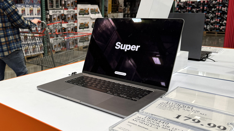 An Apple MacBook on display at Costco