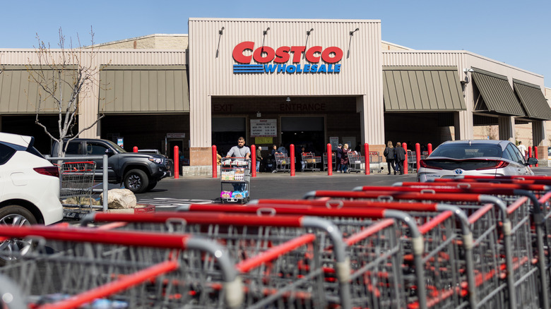 Costco warehouse with carts outside