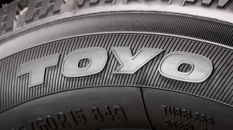 A closeup of a Toyo tire