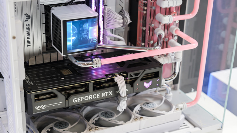 A gaming PC with a custom loop liquid cooler inside