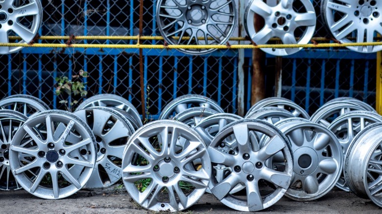A collection of used car rims