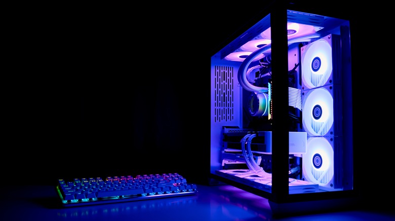 Gaming PC and keyboard with RGB lighting