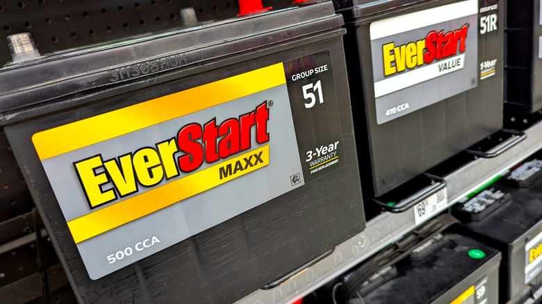 EverStart Maxx battery on shelf at Walmart