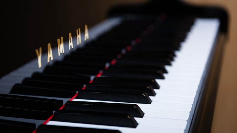 Yamaha piano keys closeup