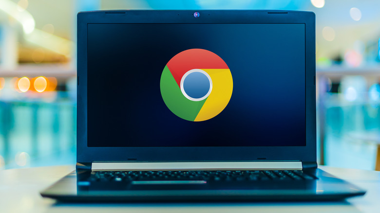 laptop with Google Chrome logo