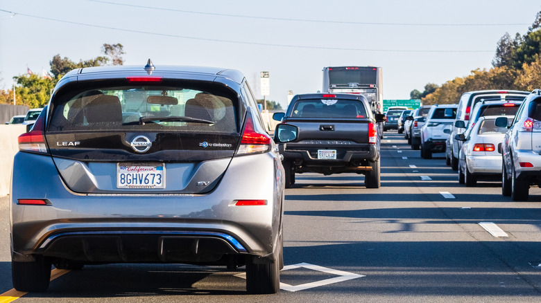 Nissan Leaf on California highway 