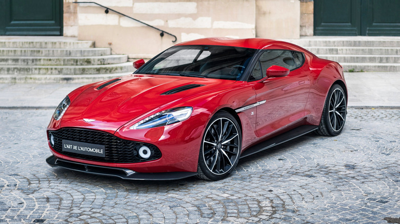 red Aston Martin Vanquish parked street