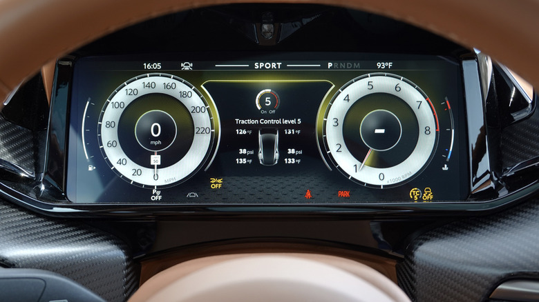 2025 Aston Martin Vanquish gauge cluster with traction control modes