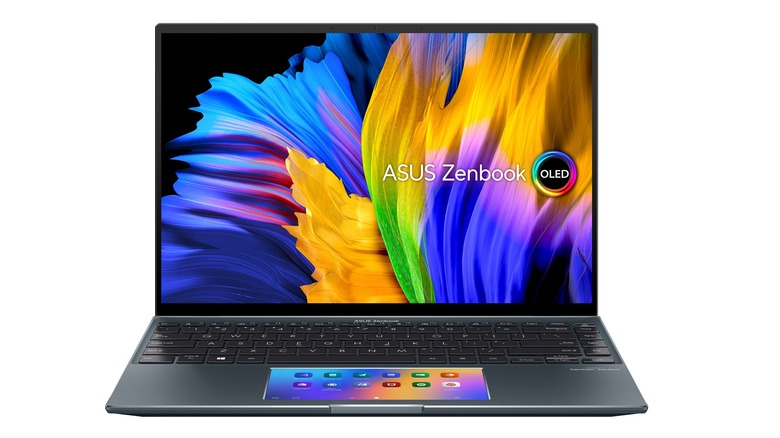 The ASUS Zenbook 14X OLED as seen from the front.