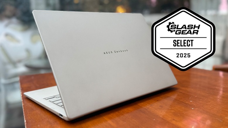 Asus ZenBook A14 on a table.