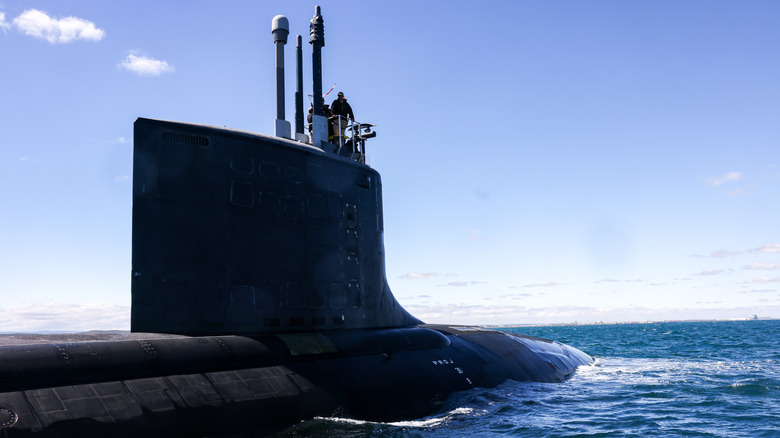 Attack submarine surfaced in ocean