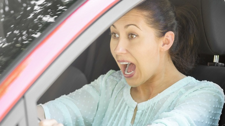 Female driver unable to stop