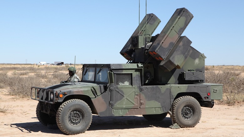 Avenger anti-air Humvee parked