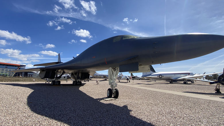 An older Rockwell B-1B Lancer model on display