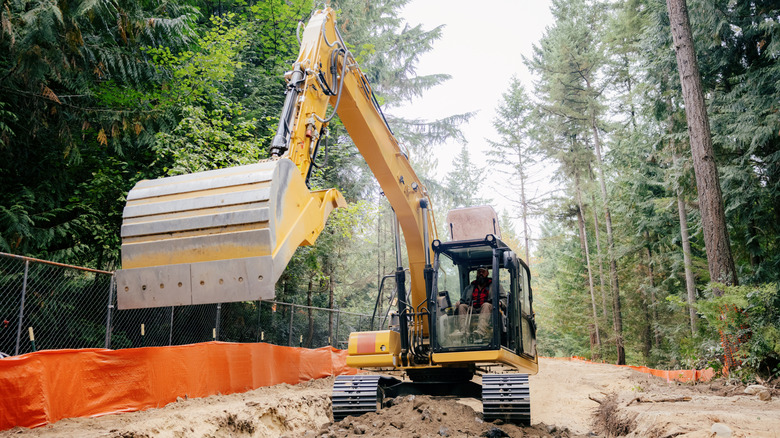 Excavator at work on construction site