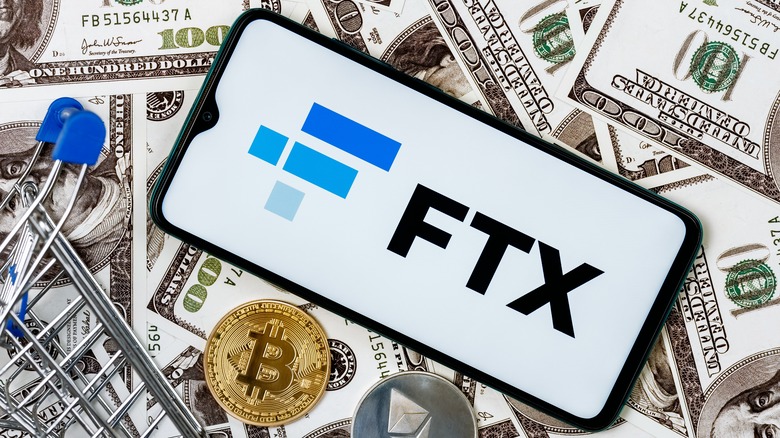 Crypto exchange FTX on phone