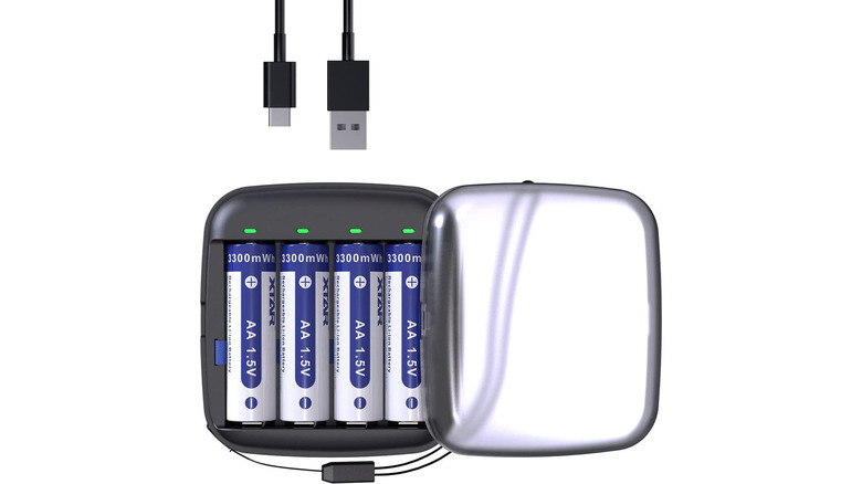 A stock image of XTAR branded rechargeable AA batteries