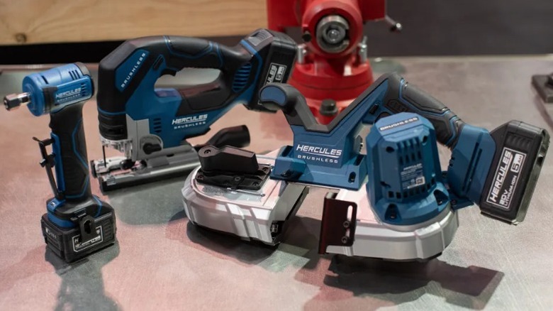 Hercules tools displayed on work bench