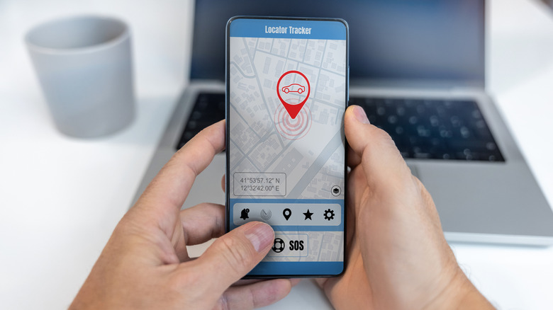 A mockup of a phone app tracking a vehicle