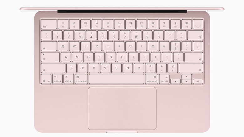 top-down view of a pink Apple Neo