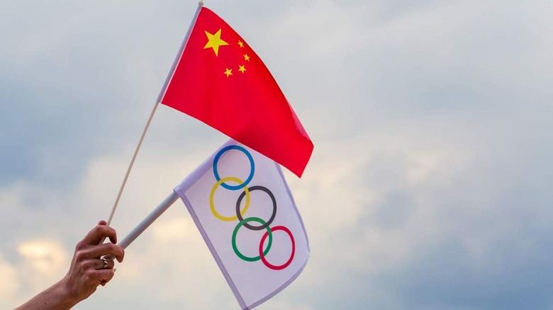 China winter Olympics flag symbol