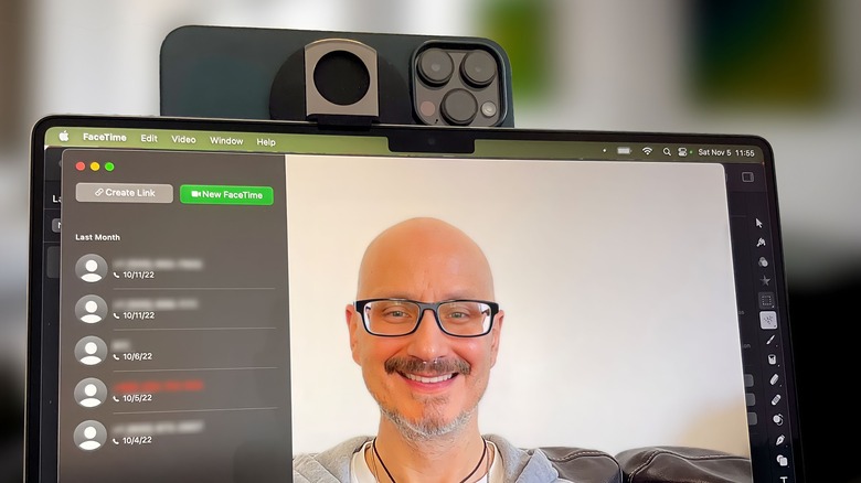 FaceTime call on MacBook Pro with Belkin Continuity Camera Mount