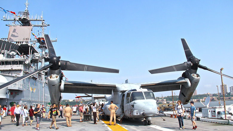 Osprey on an aircraft carrier